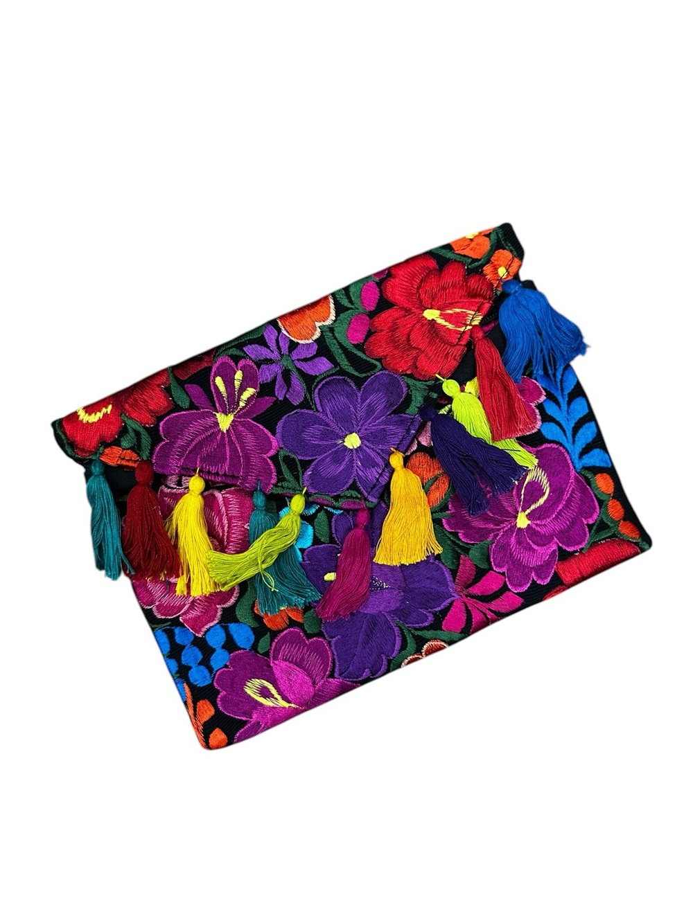 Mexican Embroidered Floral Clutch Bag